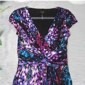 Laundry by Shelli Segal Purple Floral Twist Waist Jersey Dress Women’s 4